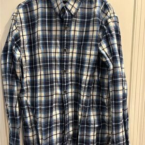 Lands' End Blue and White Checkered Shirt